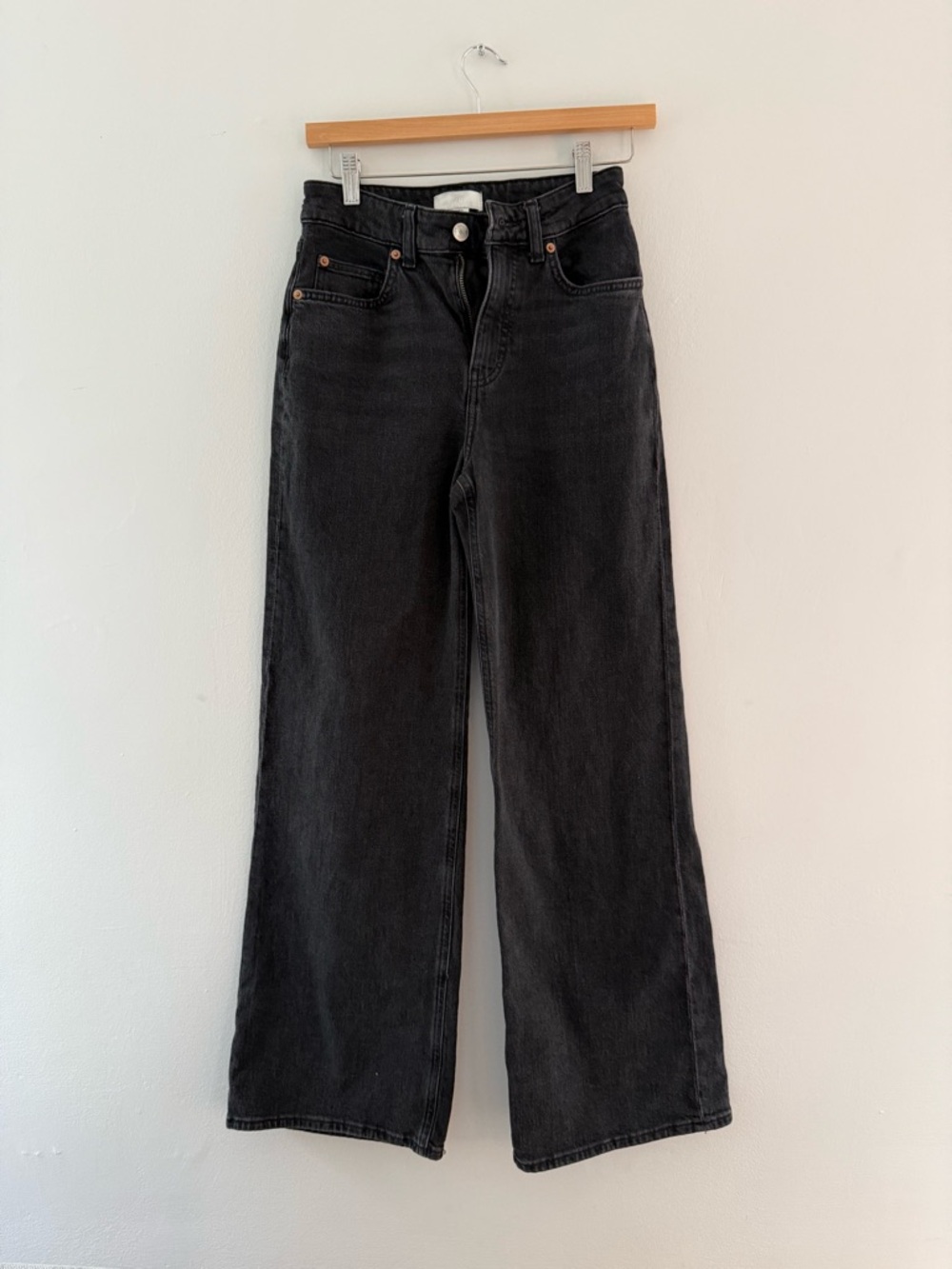 H&M Black High-Rise Wide Leg Jeans